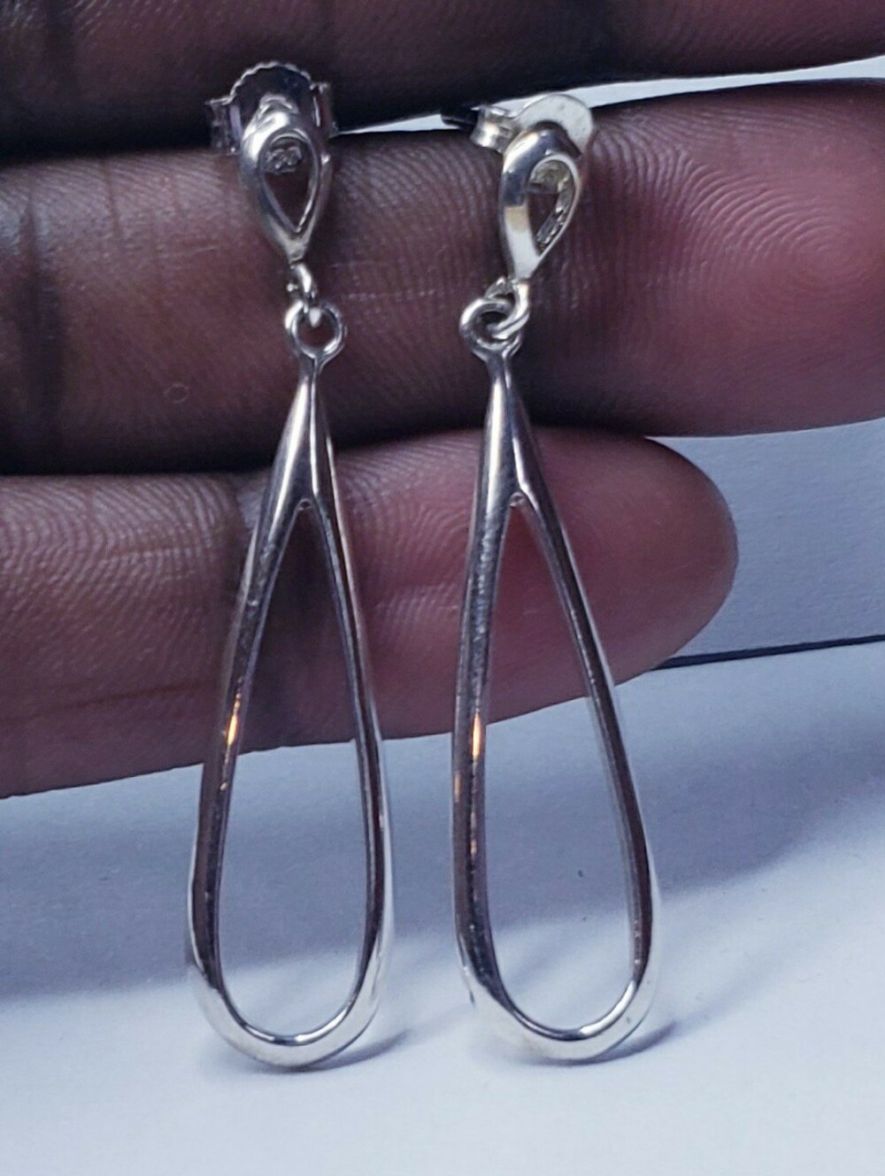 Sterling Silver Cut Out Drop Dangle Earrings